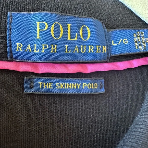 Polo Ralph Lauren Black The Skinny Polo Shirt Size L EUC - Picture 4 of 8